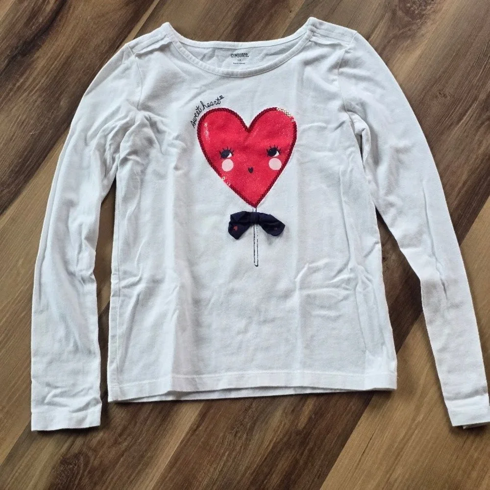 Gymboree Heart Outfit Set‎ Kids Size 12 White Pink Red Sequin Heartcore Coquette